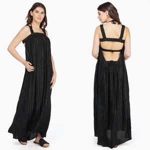 America & Beyond Black Summer Nights Silver Stripe Maxi Dress